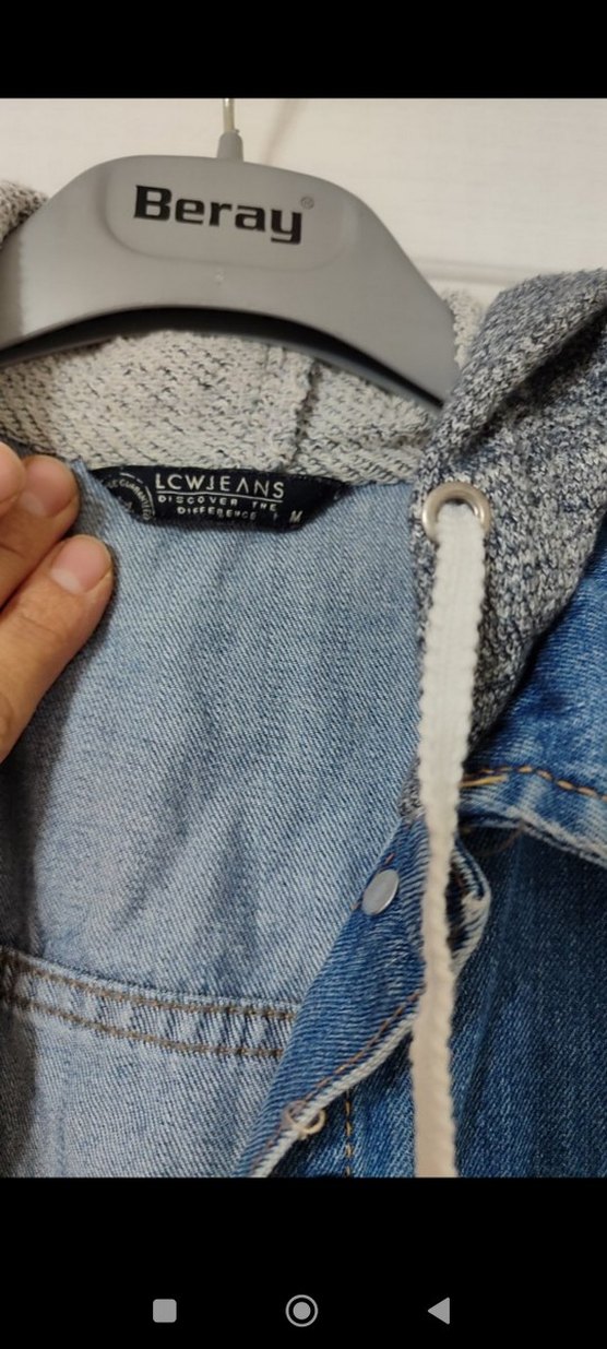 Gri Kol Detaylı Düğmeli Denim Ceket - Görsel 3
