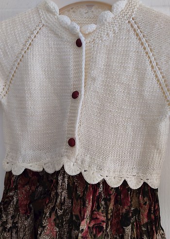 Bohem Stil Örgü Beyaz Kız Elbisesi - Görsel 3