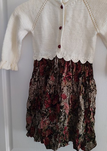 Bohem Stil Örgü Beyaz Kız Elbisesi - Görsel 2