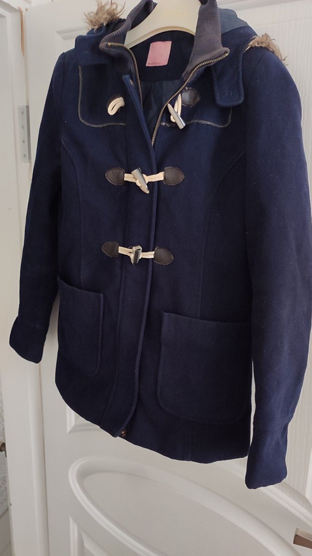 Düğmeli Lacivert Midi Hamile Kabanı - Görsel 2