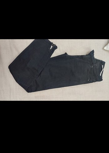 Fermuarlı Siyah Kadın Jean - Görsel 3