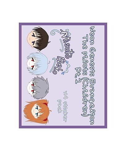Evangelion sticker Çıkartma paketi 4lü Rei Asuka Shinji Kaworu