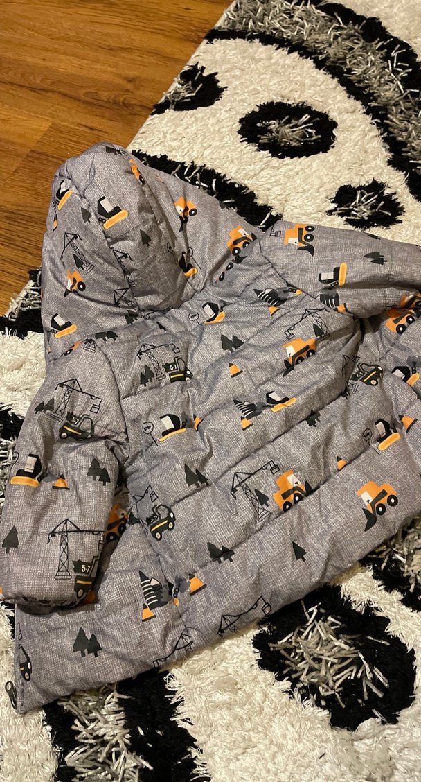 Kapüşonlu Erkek Çocuk Gri Baskılı Mont - Görsel 4