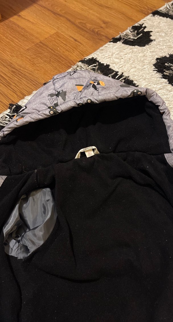 Kapüşonlu Erkek Çocuk Gri Baskılı Mont - Görsel 5