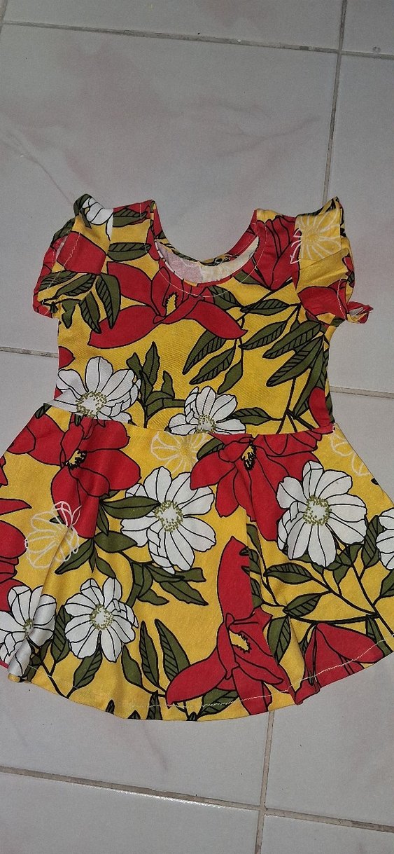 Sarı Çiçekli Kısa Kollu Kız Elbisesi - Görsel 3