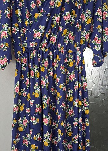 xl Beden mavi Renk Renkli Çiçek Desenli Uzun Hemşire Önlüğü