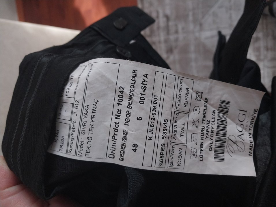 siyah Erkek Ofis Takımı, Normal Boy, Düğmeli - Görsel 4