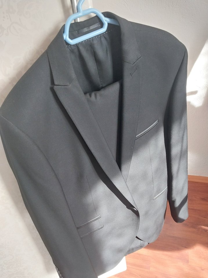 siyah Erkek Ofis Takımı, Normal Boy, Düğmeli - Görsel 2