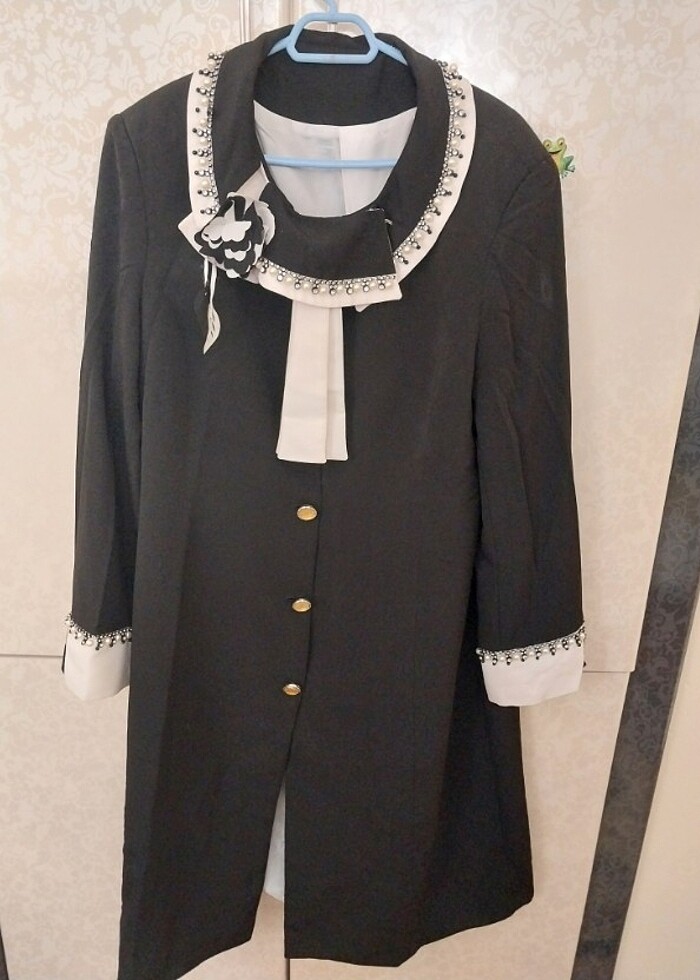 Abiye bayan uzun ceket - Görsel 5