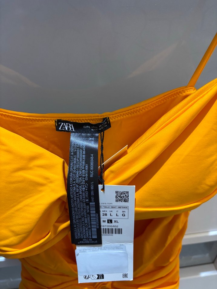 Sarı Drapeli İnce Askılı Kadın Mayo - Görsel 3