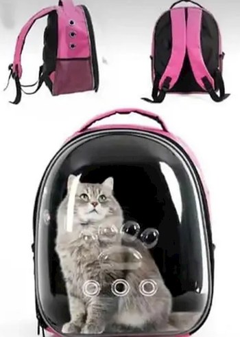 Pembe ve Gri Kedi Taşıma Sırt Çantası