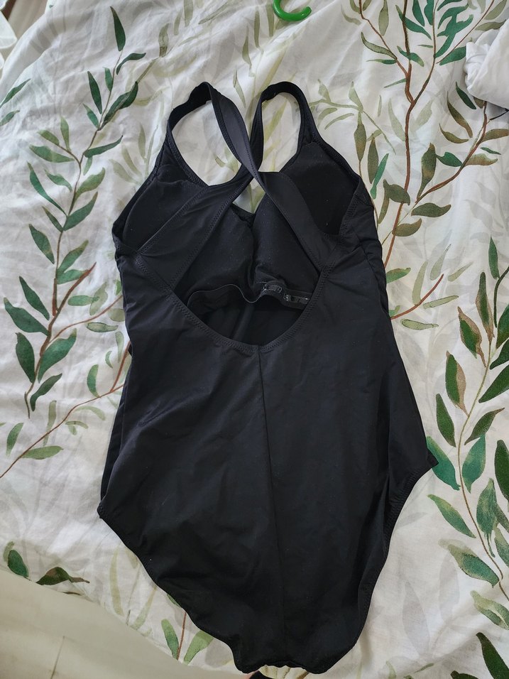 Siyah Drapeli İnce Askılı Kadın Mayo - Görsel 2