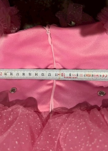 Abiye Pembe Straplez Fırfırlı Kız Çocuk Elbise