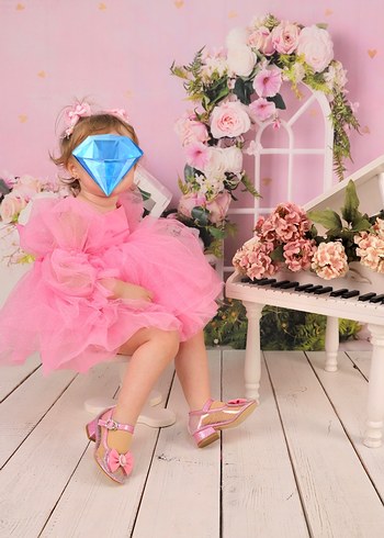 Pembe Straplez Fırfırlı Kız Çocuk Elbise