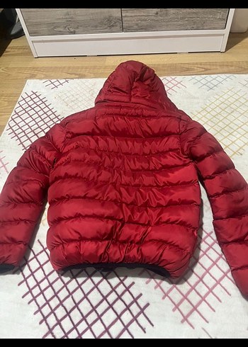 xs Beden Kırmızı Kapüşonlu Kadın şişme Mont