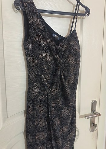 tek kol askılı mini abiye elbise - Görsel 6