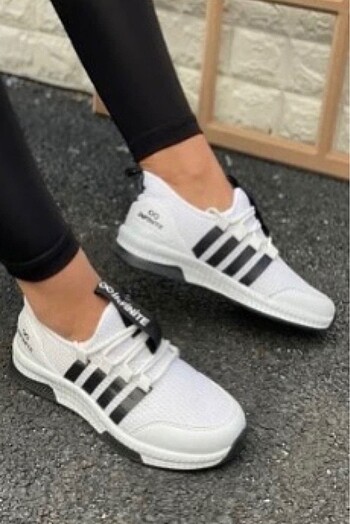 Unisex sneakers siyah-beyaz spor ayakkabı