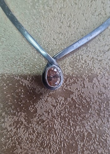 Şampanya topaz taşlı gümüş  kadın kolye - Görsel 4