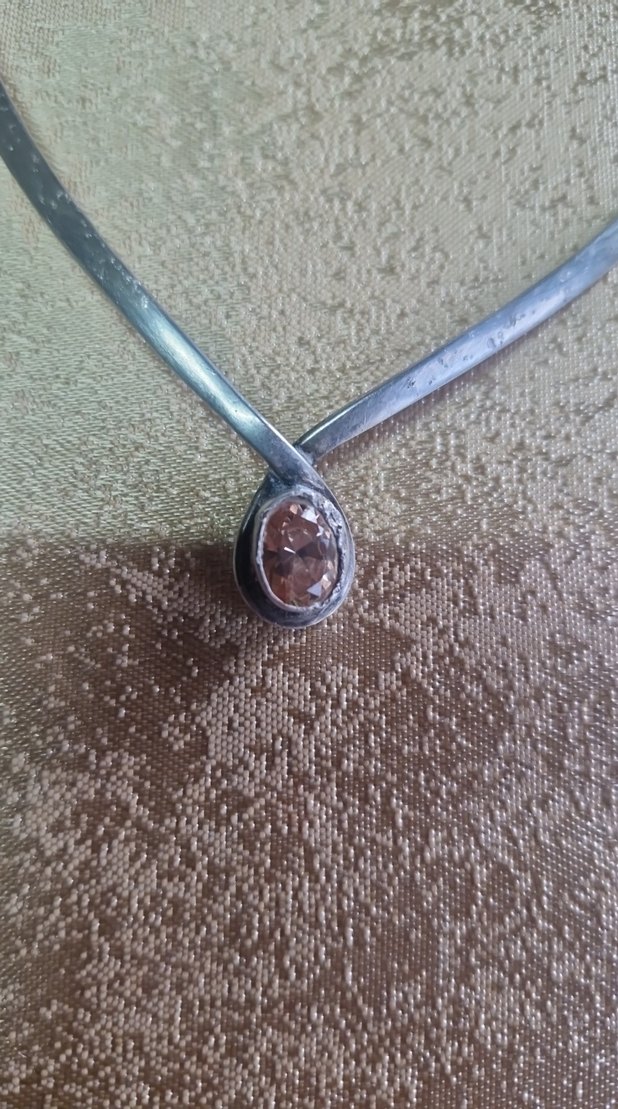 Şampanya topaz taşlı gümüş  kadın kolye - Görsel 4