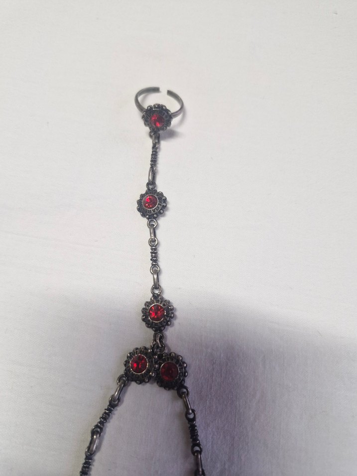 Garnet Taşlı şahmeran yüzük bileklik gümüş 20.90gram bvlgari - Görsel 2