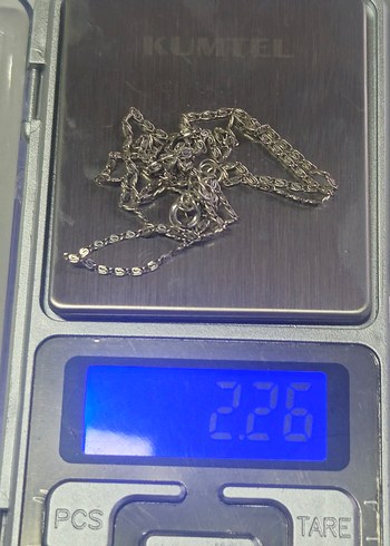 Gri Zincir Detaylı Kadın Kolye gümüş - Görsel 3