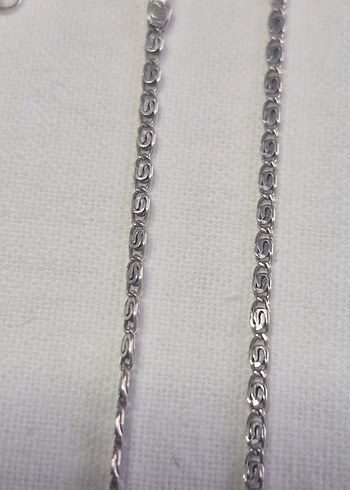 Gri Zincir Detaylı Kadın Kolye gümüş - Görsel 2