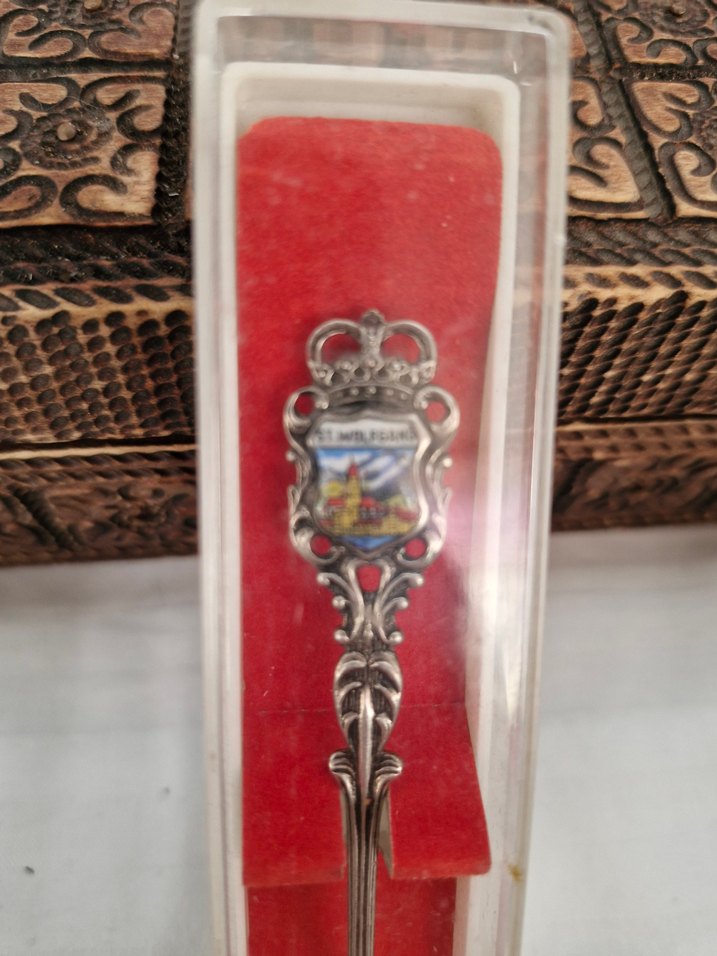 Gümüş kaplama Avrupa hatıra şeker kaşığı - Görsel 2