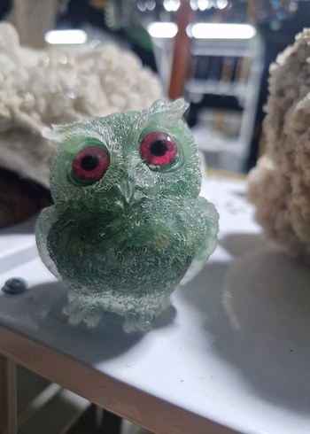 Pembe Renkli doğaltaş Baykuş Figürü - Görsel 5