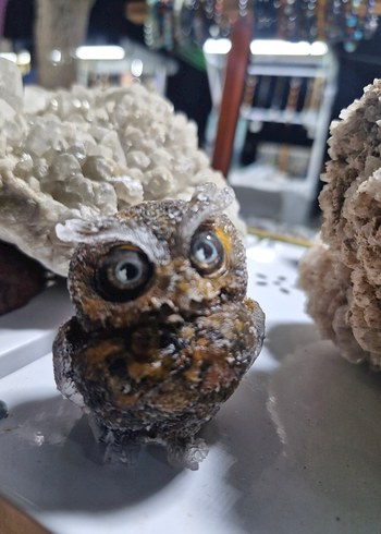 Pembe Renkli doğaltaş Baykuş Figürü - Görsel 6