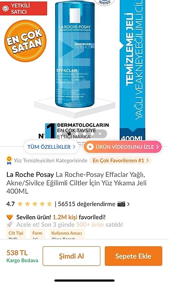  Beden La roche posay effaclar