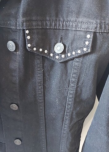 Siyah kot ceket taşlı - Görsel 3