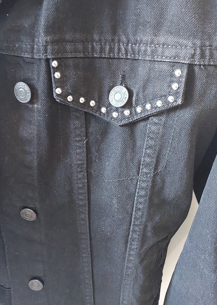 Siyah kot ceket taşlı - Görsel 3