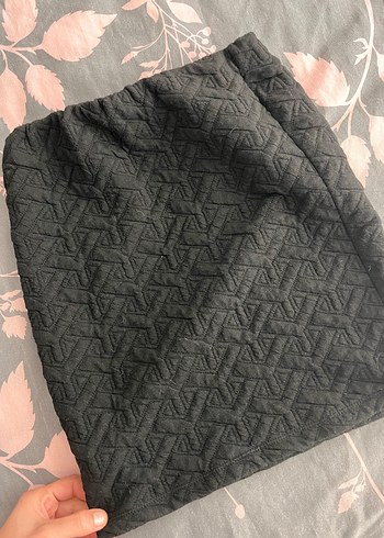 Siyah Örgü Desenli Kadın Mini Etek - Görsel 2