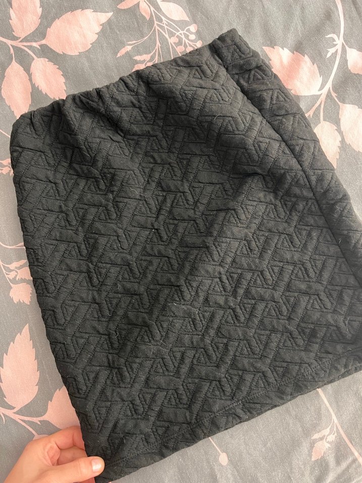 Siyah Örgü Desenli Kadın Mini Etek - Görsel 2