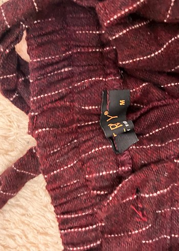 Bordo çizgili pantolon - Görsel 3