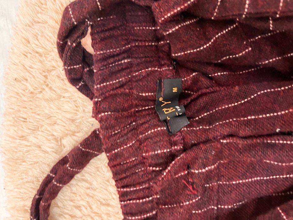 Bordo çizgili pantolon - Görsel 3