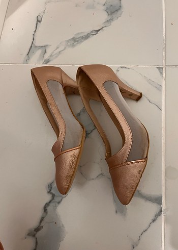 Bej Rugan Stiletto Klasik Kadın Ayakkabı - Görsel 3