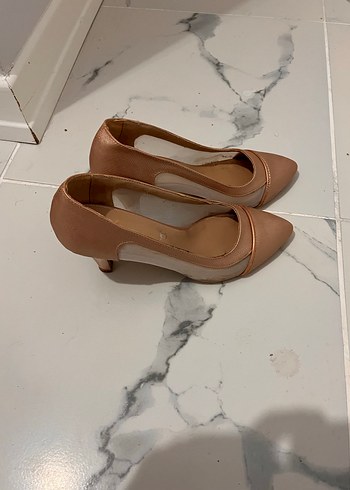 Bej Rugan Stiletto Klasik Kadın Ayakkabı - Görsel 6