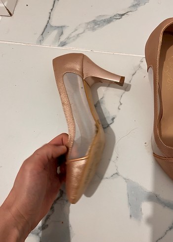 Bej Rugan Stiletto Klasik Kadın Ayakkabı - Görsel 2