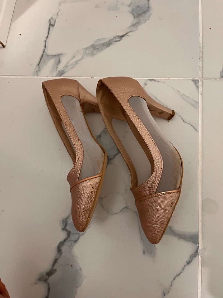 Bej Rugan Stiletto Klasik Kadın Ayakkabı - Görsel 3