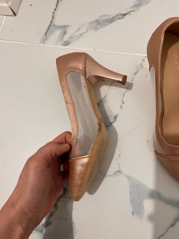 Bej Rugan Stiletto Klasik Kadın Ayakkabı - Görsel 2