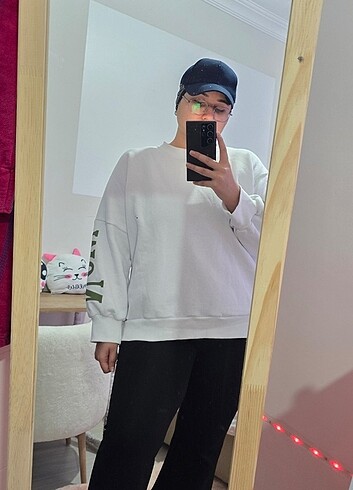 universal Beden beyaz Renk Oversize sweatshirt
