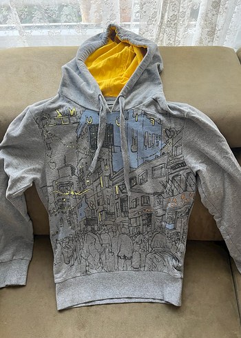 Mavi jeans pamuklu karikatür çizimli Kadın Sweatshirt