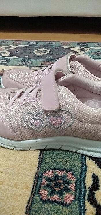 35 numara kız çocuk pembe simli spor ayakkabı