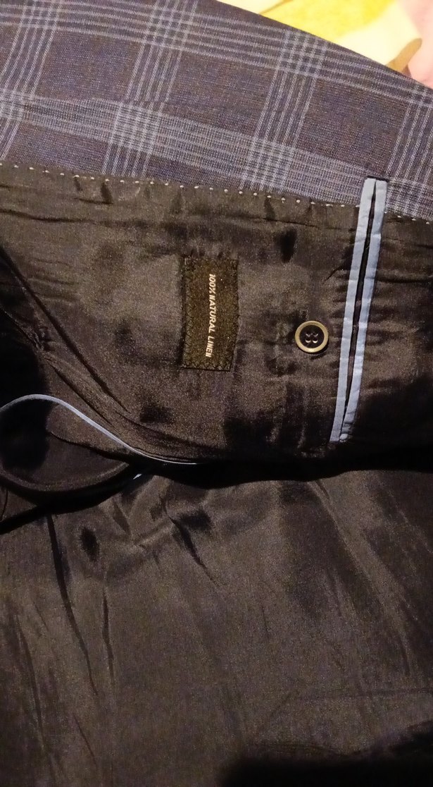 Lacivert Kare Desenli Erkek Takım Elbise Ceketi - Görsel 5