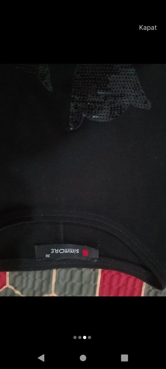 Siyah Örgü Kedi Desenli Tişört - Görsel 3