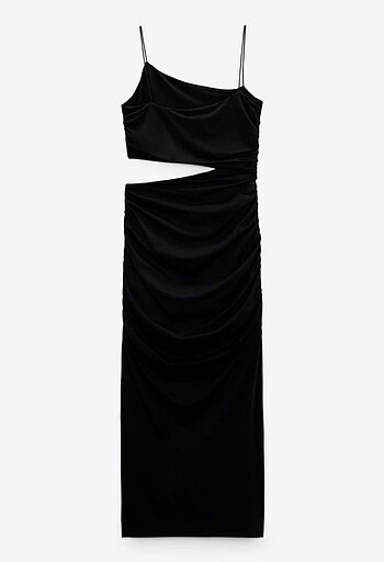 m Beden siyah Renk Zara cut out detaylı asimetrik elbise