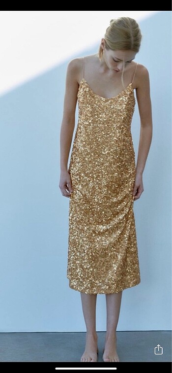 Zara gold elbise