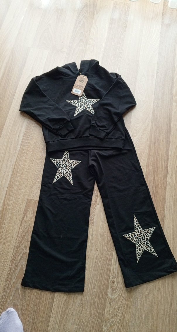 Siyah Leopar Desenli çocuk eşofman takımı - Görsel 2