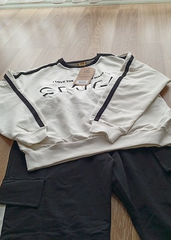 Kız Çocuk Gri Kuşaklı Eşofman Takımı - Görsel 7